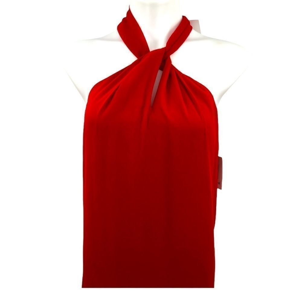 New Norah small red dress with visible zipper halter style